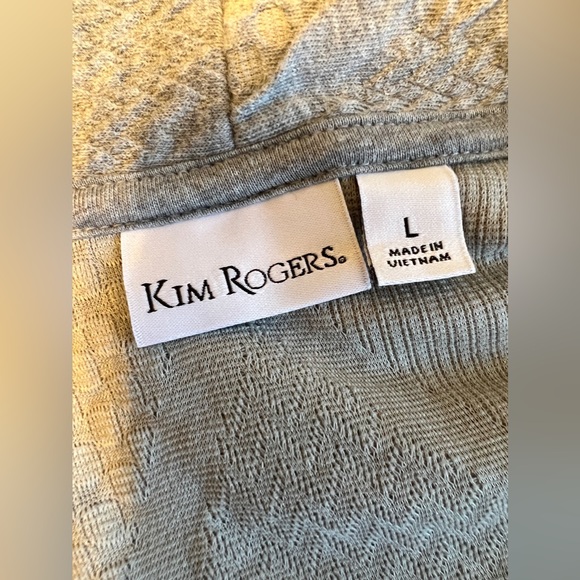 Kim Rogers Gray Cardigan Textured Design Open Front Size Large - Picture 5 of 7